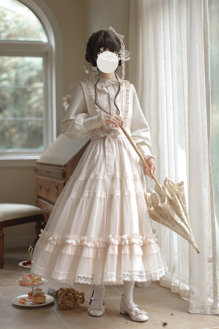 Ivory Sleeveless Ruffled Lace Japanese Elegant Lolita Jumper