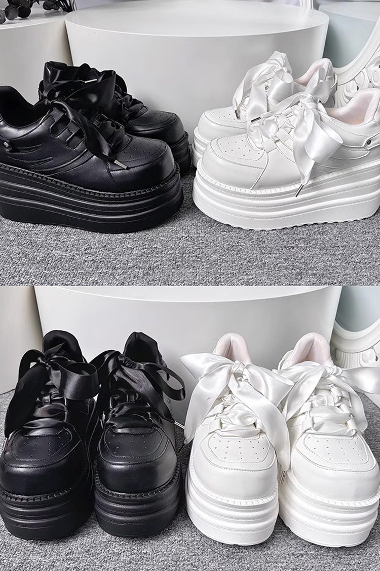 College Lace-Up Sweet Jirai Kei Platforms - 2 Colors