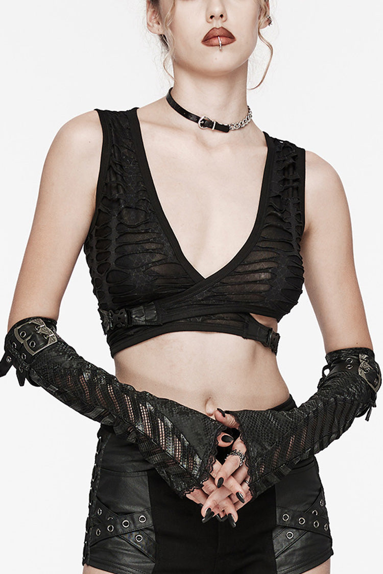 Shadow Steampunk Arm Covers with Serpent Mesh and Lace