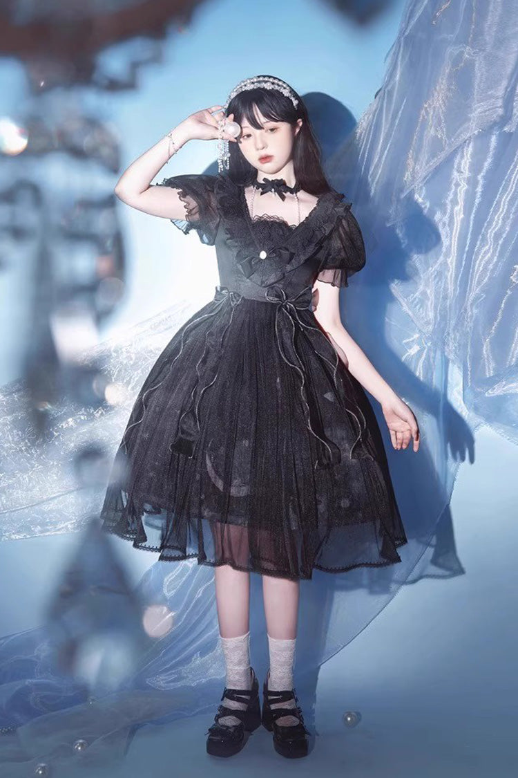Planet Butterfly Printed Gothic Lolita Dress - Bowknot Classic