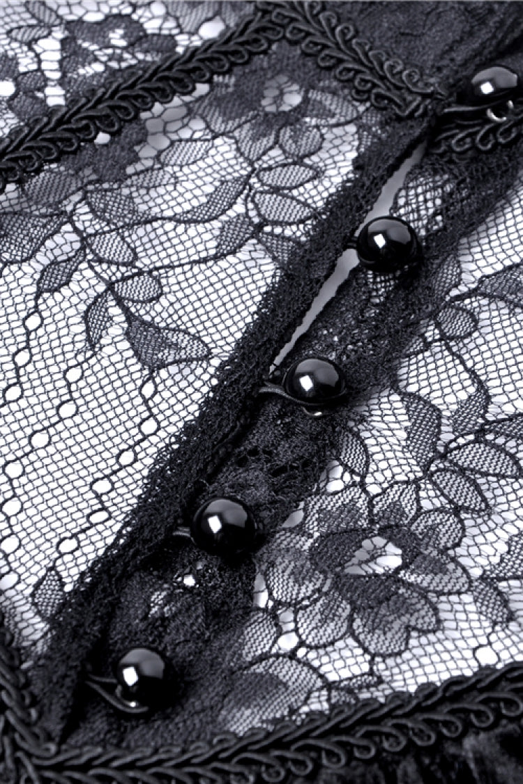 Deep V-Neck Ruched Velvet Lolita Dress with Lace Details