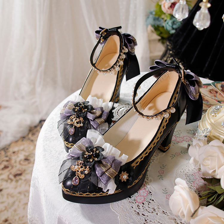 Ribbon Lace Girly Lolita High-Heels - 6 Shades