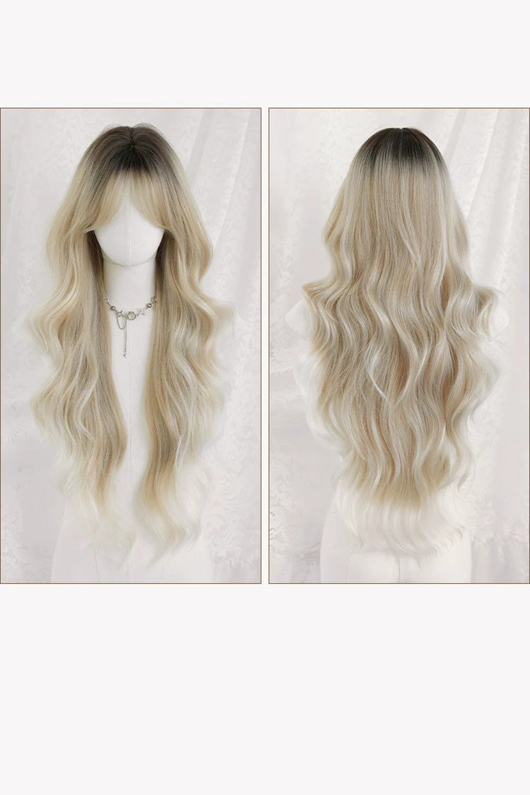 Fluffy Wavy Wig with Curtain Bangs