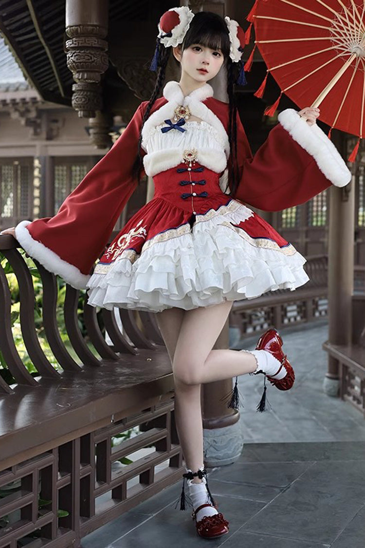Multi Layer Embroidered Bow Chinese Style Jsk