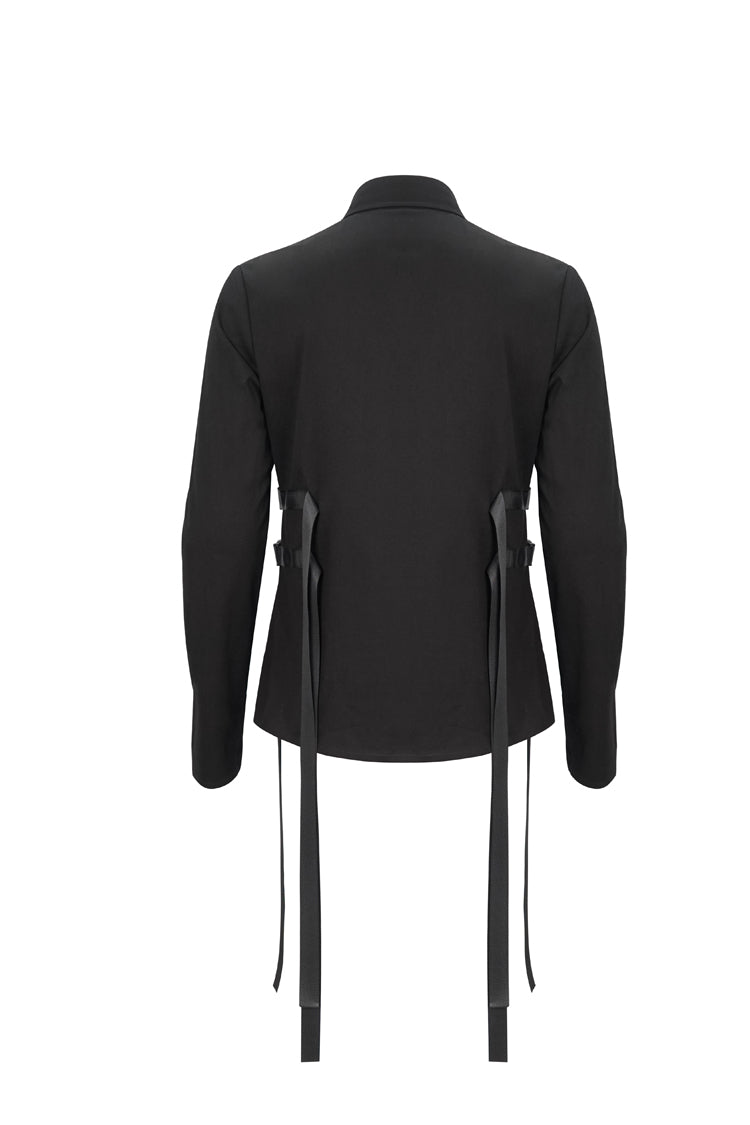 Punk Shirt with Metal Buckles and Nylon Straps for Men