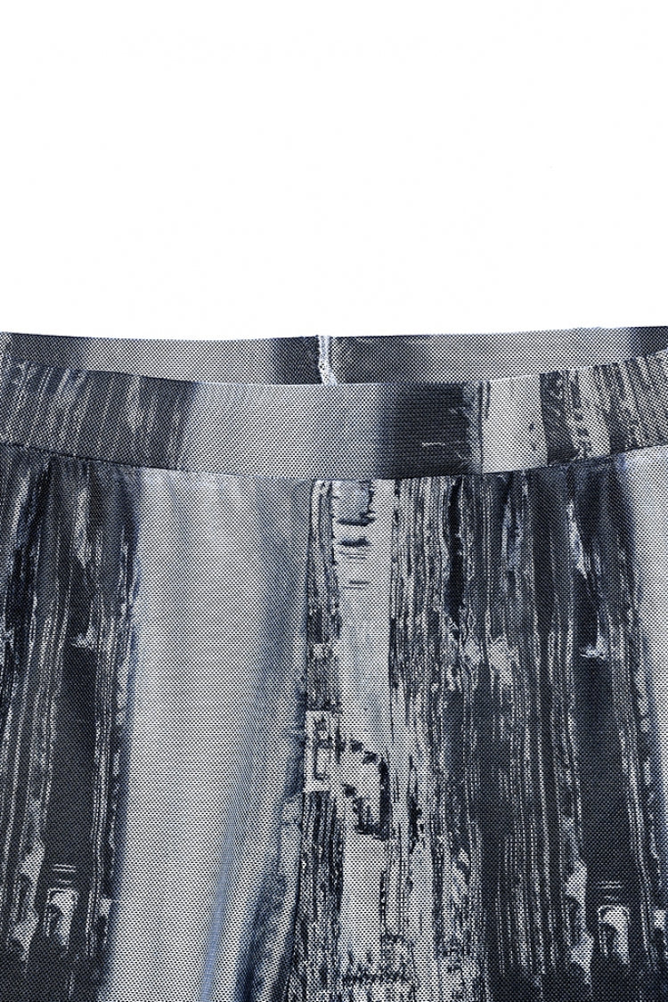 Form-Fitting Mesh Tie-Dye Steampunk Leggings for Women