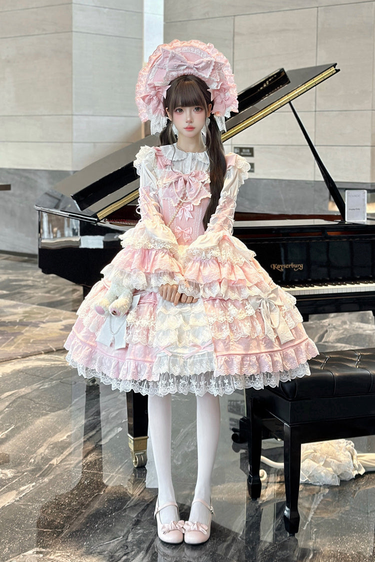 Sakura Love Gorgeous Lolita JSK with Embroidery and Jacquard Ruffles