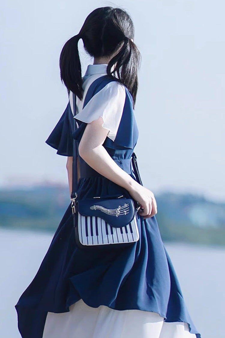 Cerulean and Ivory Piano Note Music Themed Sweet Lolita Shoulder Bag
