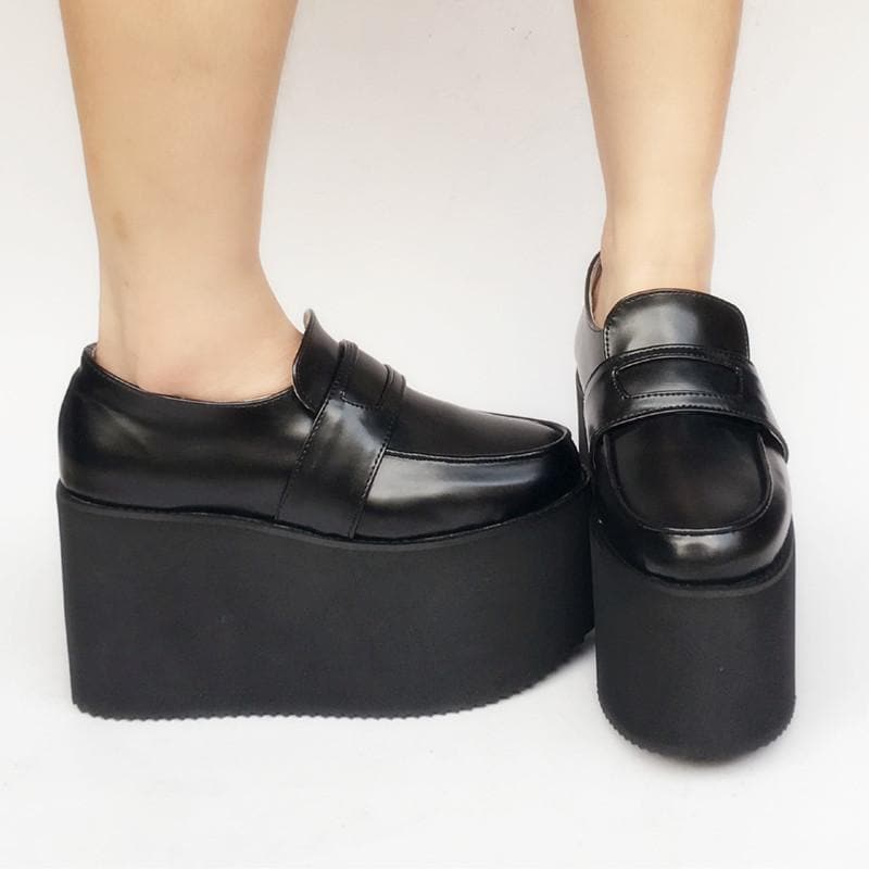 Black Uniform Custom Shoes SP168379 Platform Leather Made