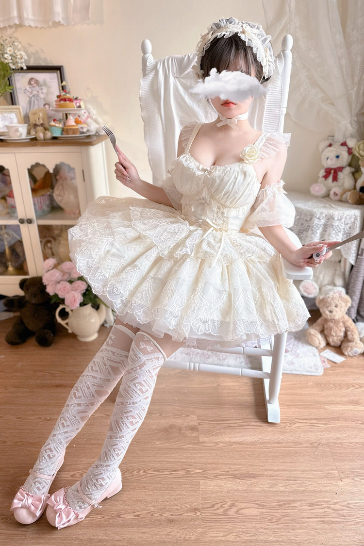 Ivory Triple-Layer Sweet Skirt with Bow - Tidal