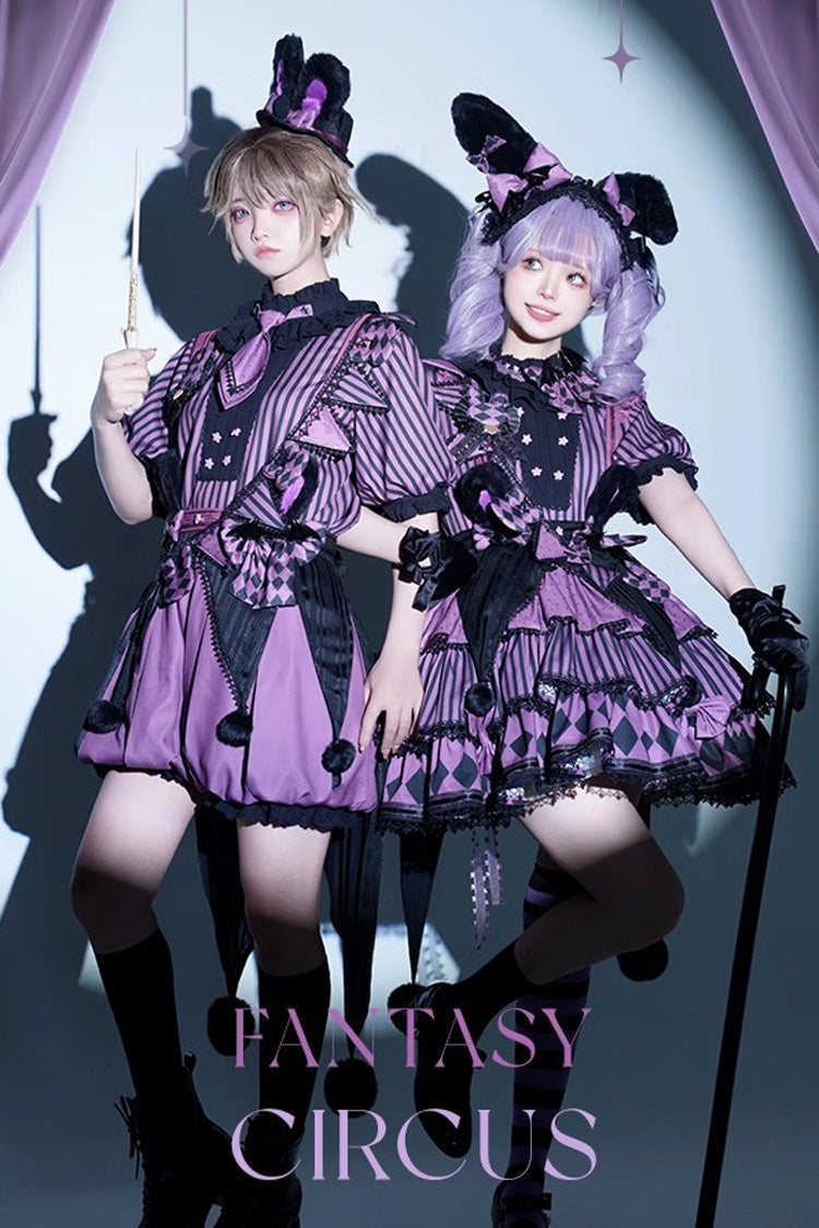 Mauve Circus Layered Print Ruffled Princess Doll Frock