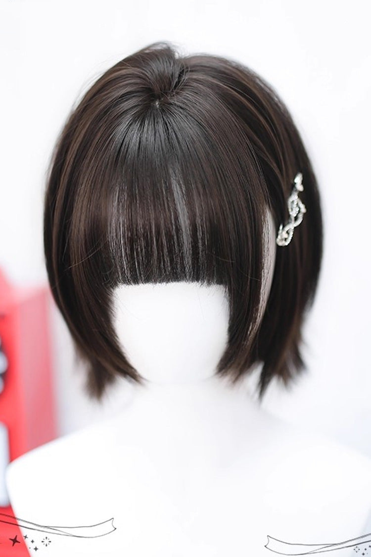 Chocolate Light Air Bangs Lolita Short Curly Wig