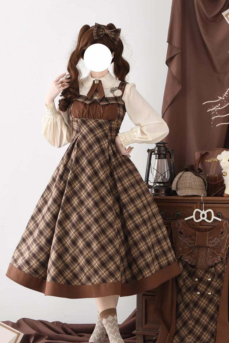 Broken Pocket Watch Sleeveless Print Detective Classic JSK