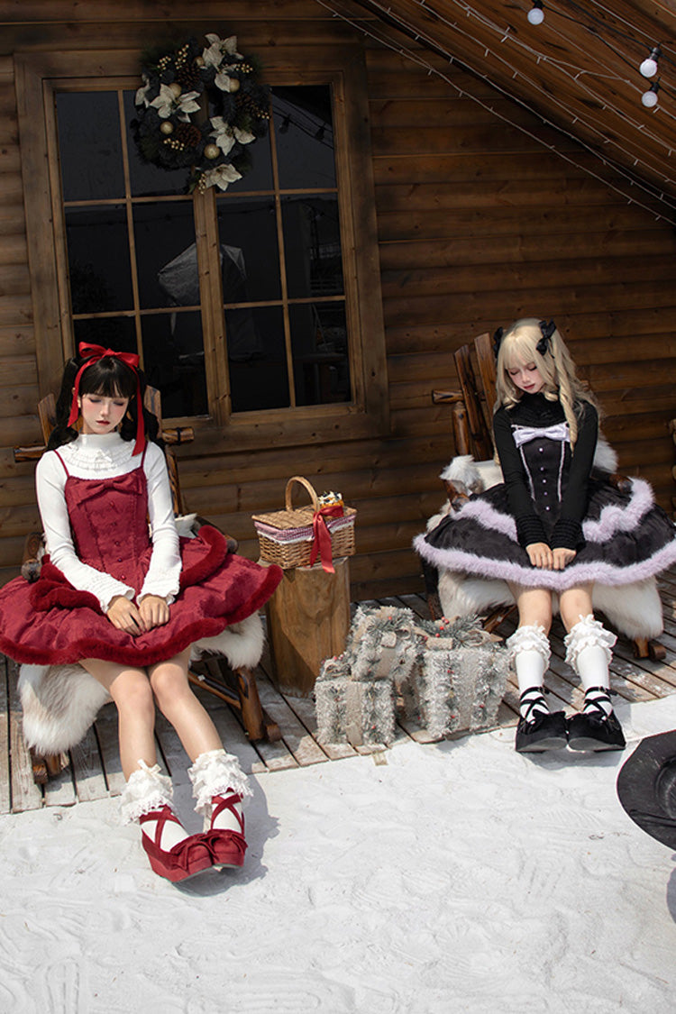 Jacquard Furry Bow Sweet Lolita JSK Dress