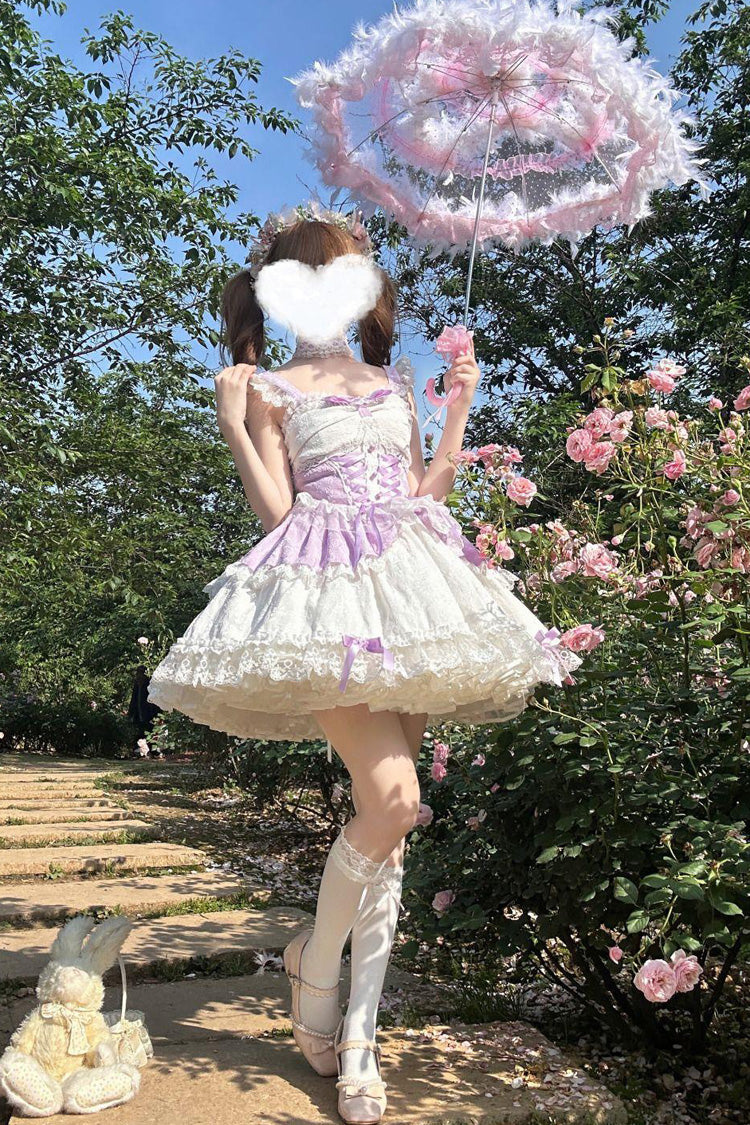 Violet Leiffu Sleeveless Ruffled Bow Lace-Up Ballet Lolita JSK
