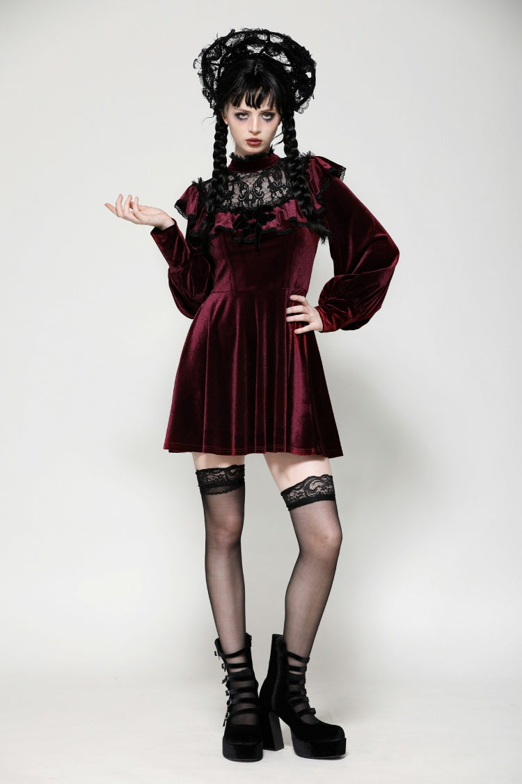 Scarlet Crochet Velvet Gothic Graduation Gown
