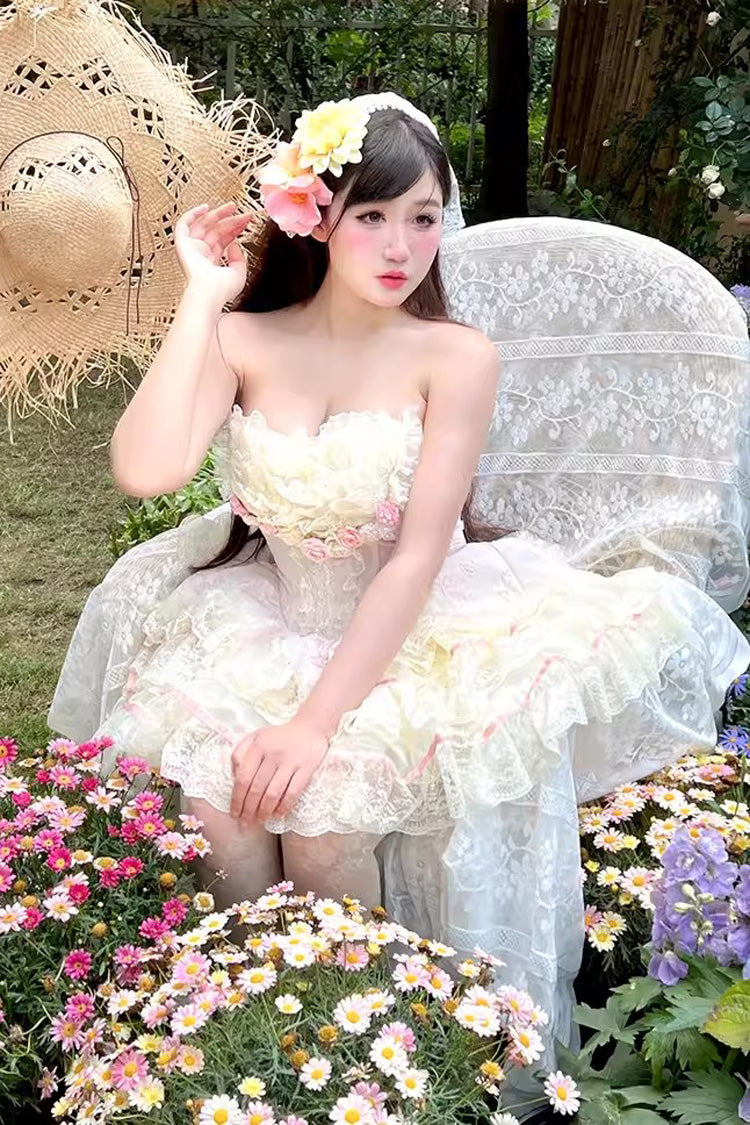 Rose Love Goddess Ruffle Lace Lolita Skirt Set