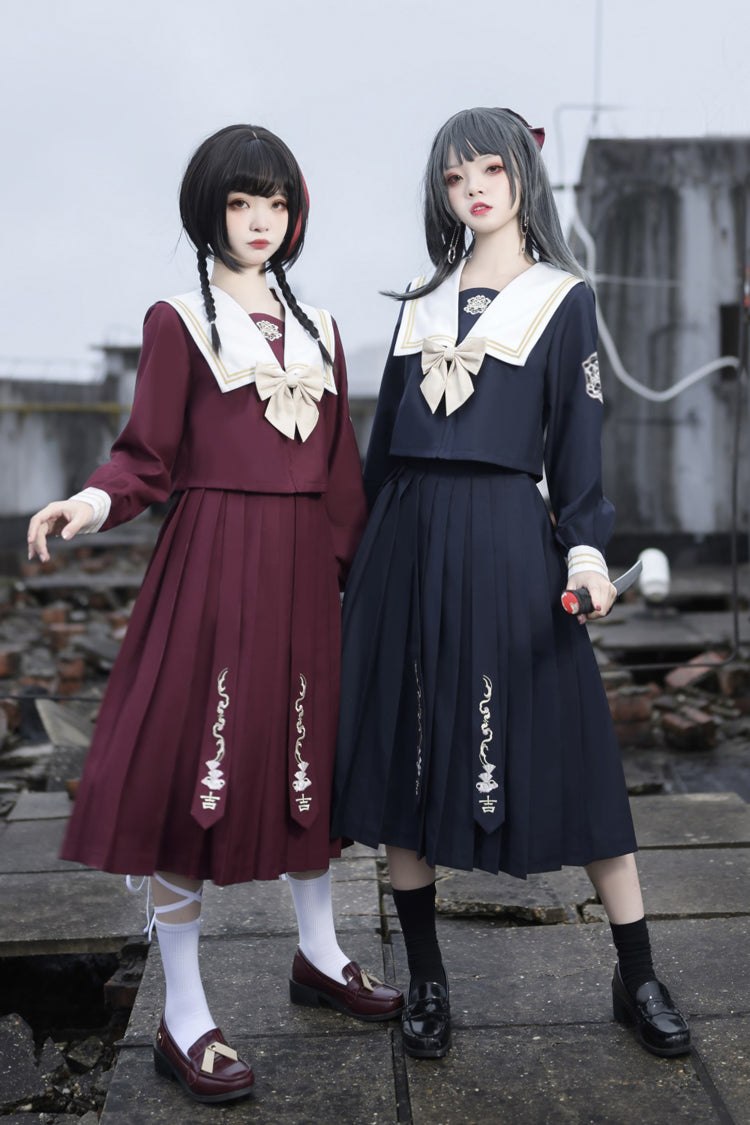 College Style Ribbon Sweet Lolita Skirt Ensemble