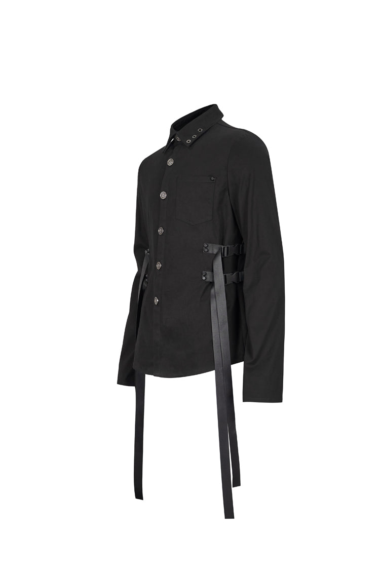 Punk Shirt with Metal Buckles and Nylon Straps for Men