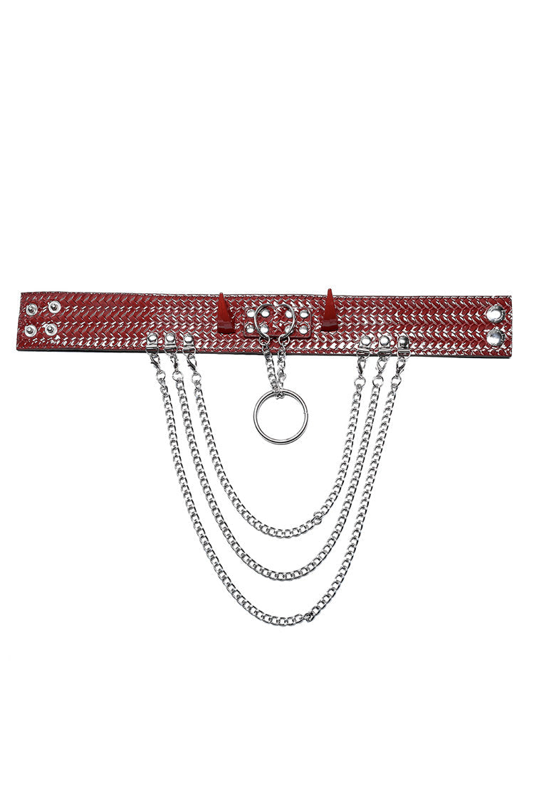 Reptile Texture Faux Leather Riveted Steampunk Choker