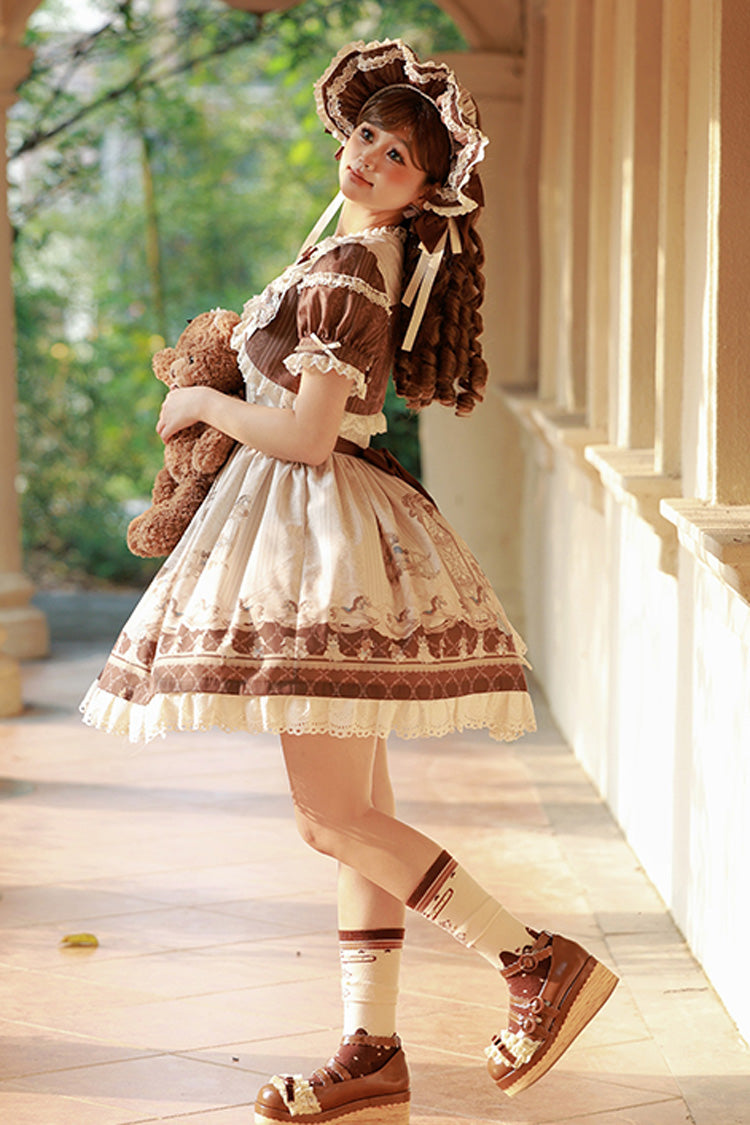 Fairy Tale Short-Sleeve Ruffle Bow Dress for Sweet Lolita - Two Tones