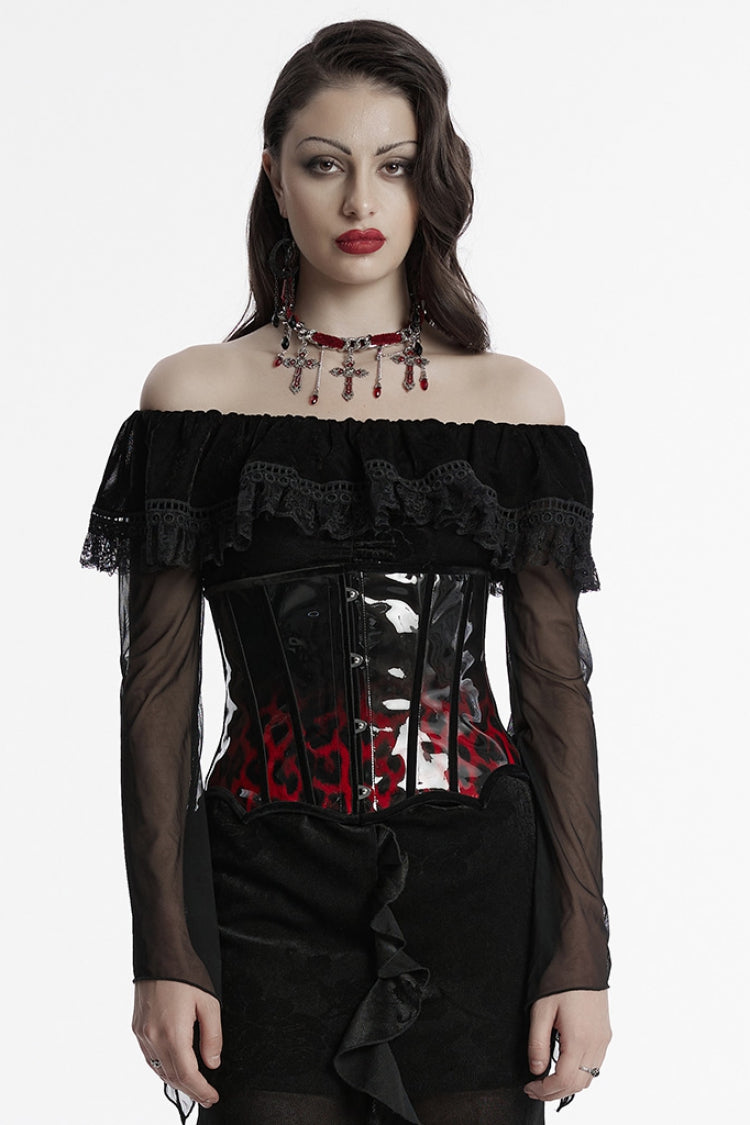 Crimson & Noir Patent Leather Underbust Corset with Gradient Finish
