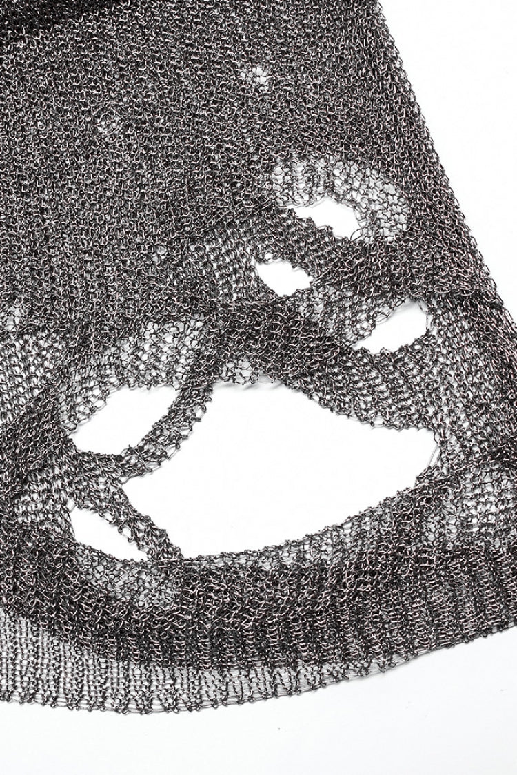 Sleeveless Mesh Ripped Steampunk Sweater