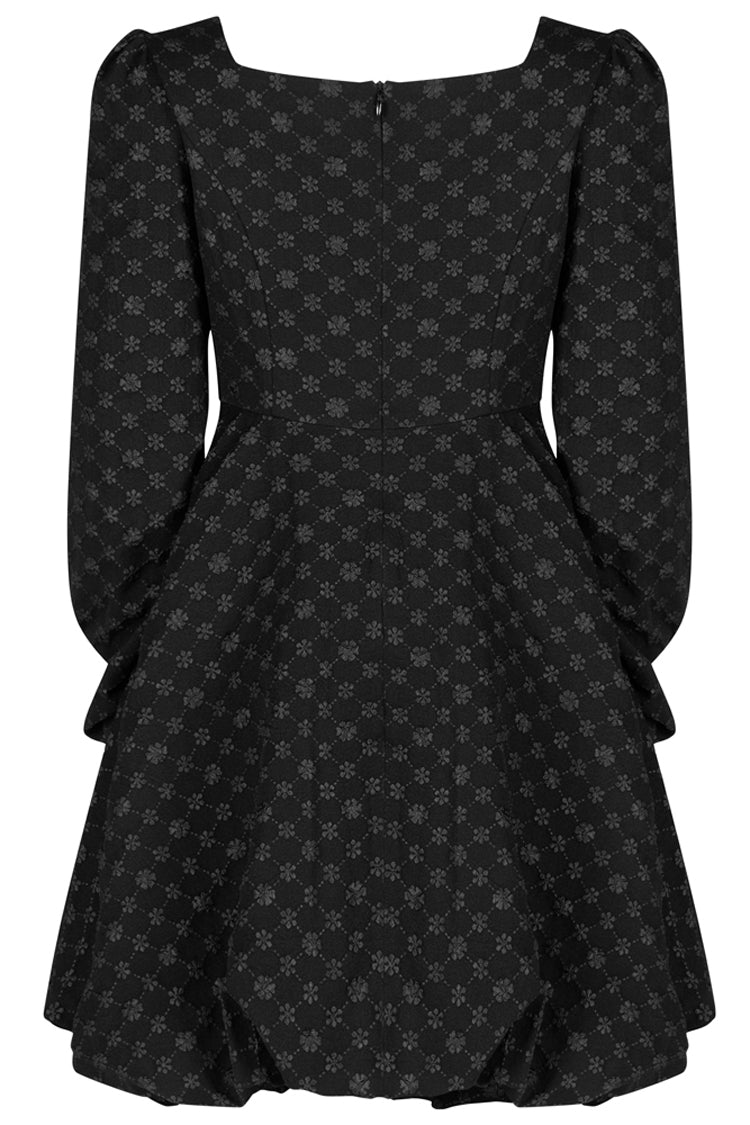 Pearl Nail Square Neck Tucked Waist Flower Bud Punk Dress