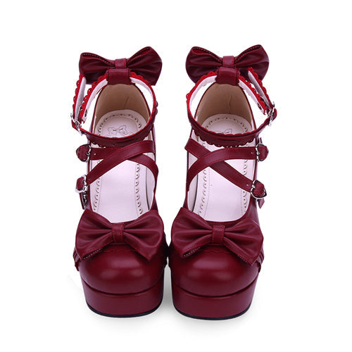 Ribbon Rounded-Toe Girly Lolita High-Heel Pumps