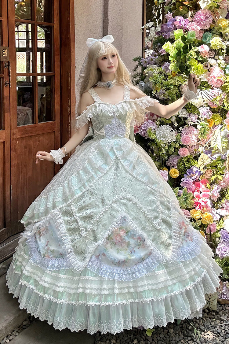 Embroidered Ruffled Hanayome Plus Size Lolita Dress Set