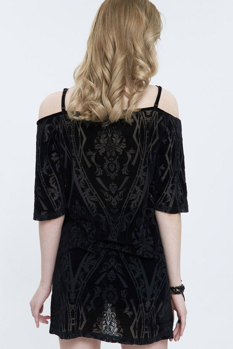 Print Front Long Back Slit Off-Shoulder Punk Dress