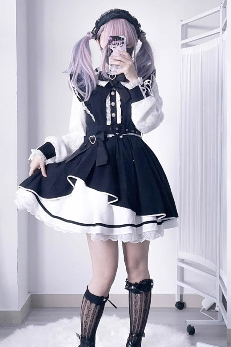 Little Idol Ruffle Bow Lace Asymmetric Jirai Kei Dress 6 Colors