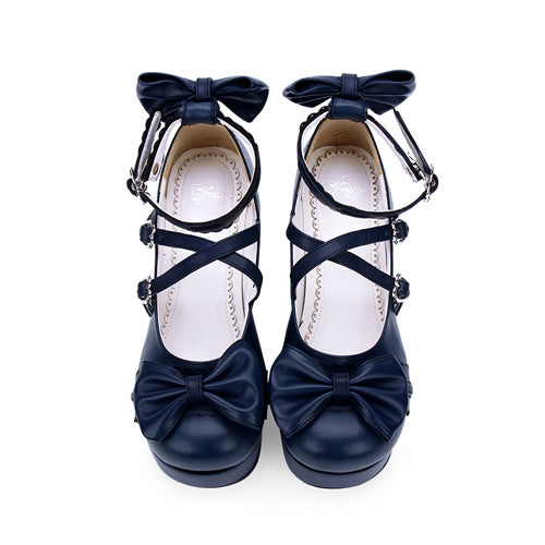 Ribbon Rounded-Toe Girly Lolita High-Heel Pumps