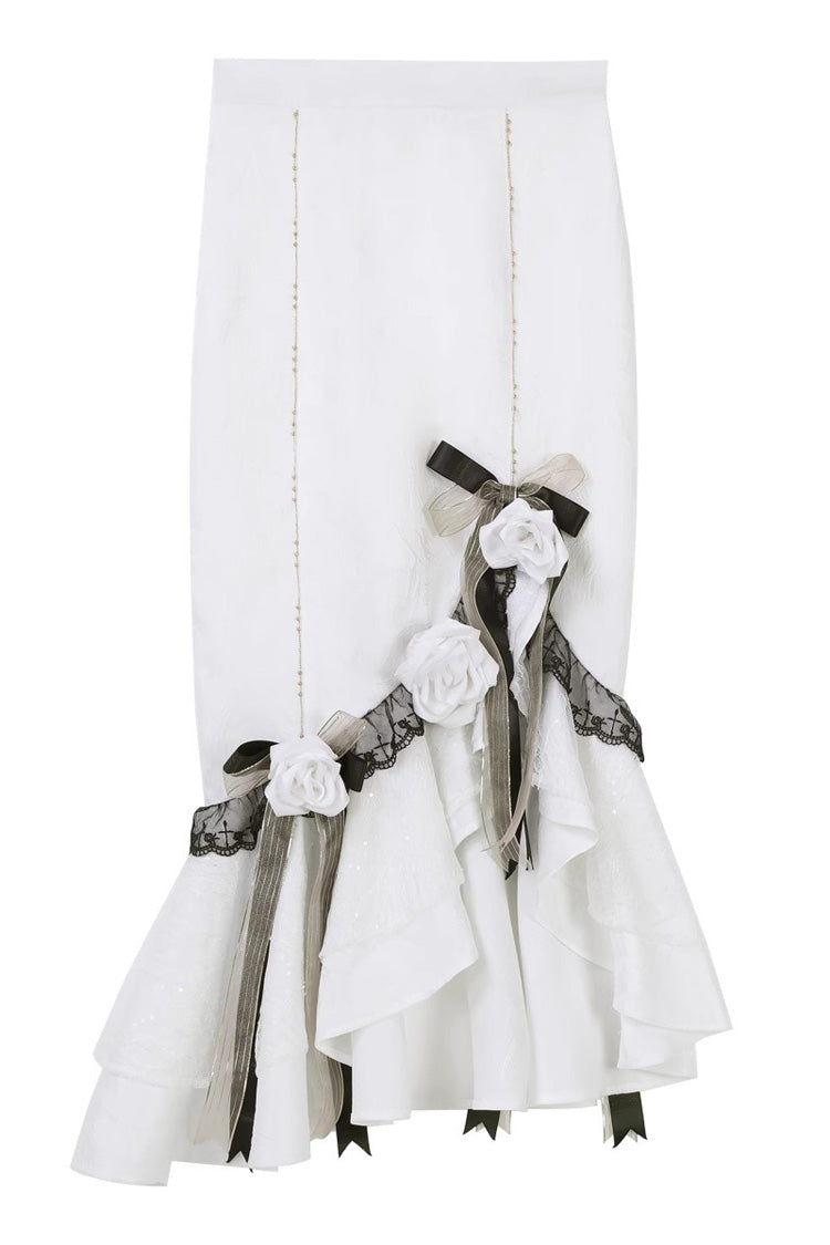 Ivory Palace Style Fishtail Skirt with Ruffles - Star Gate