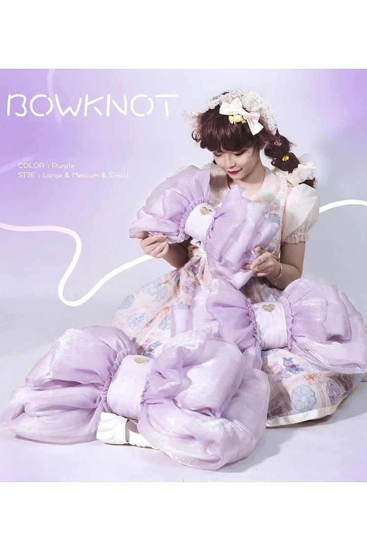 Violet Large Bow Metal Heart Tag Doll Backpack