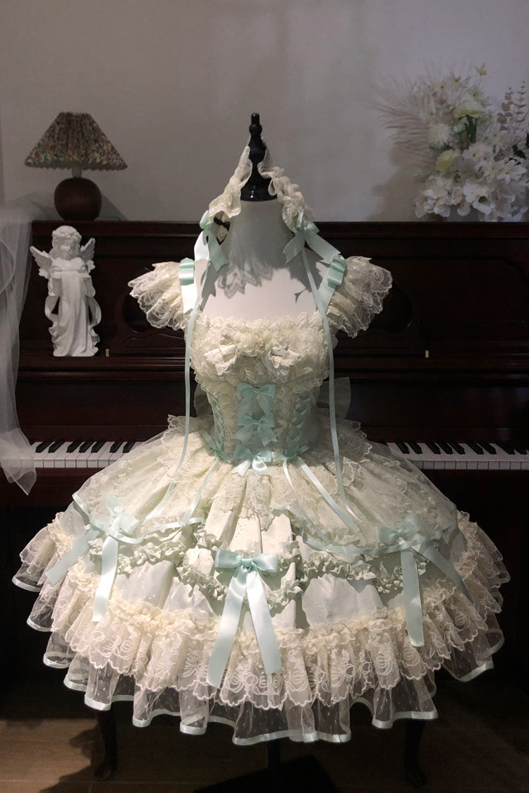 Green Jacquard Bow Lace Princess JSK Dress