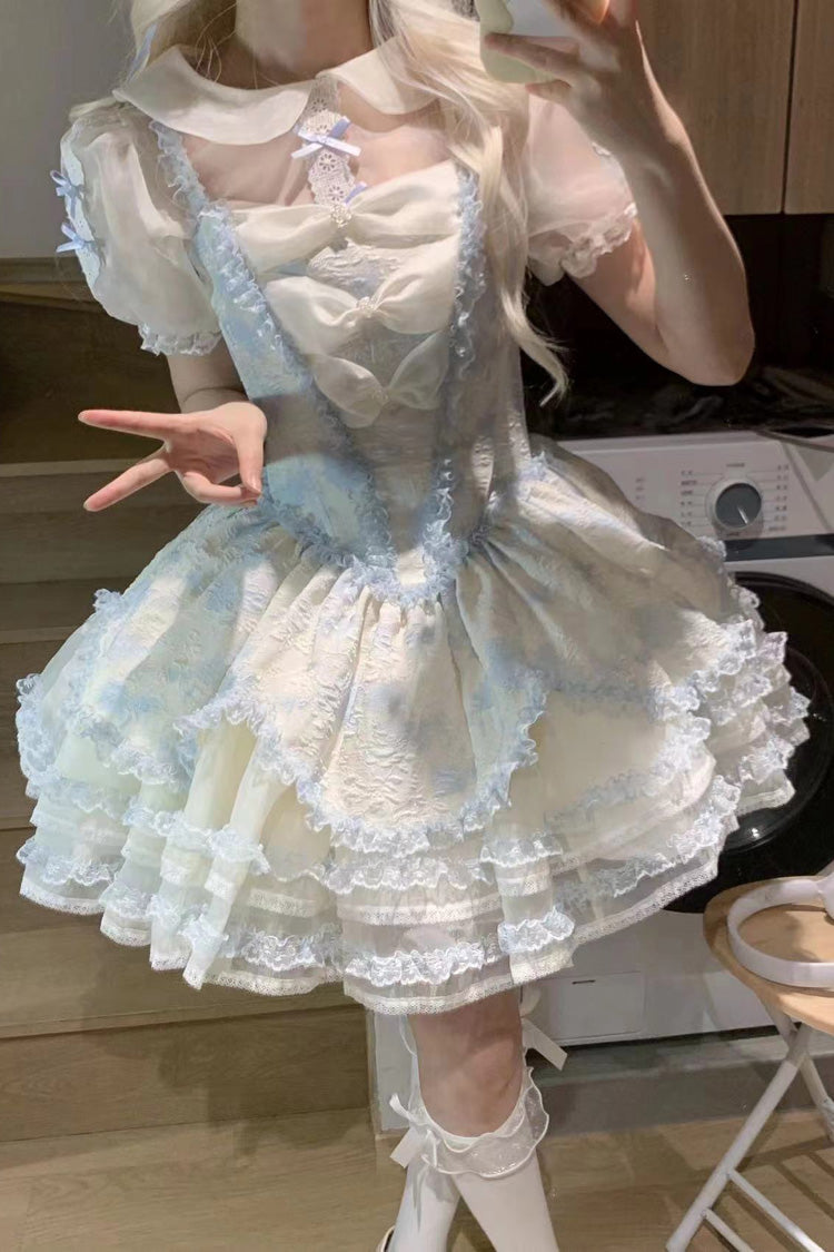 Jasmine Rain Print Stitching Lace Sweet Lolita JSK Dress in Six Colors