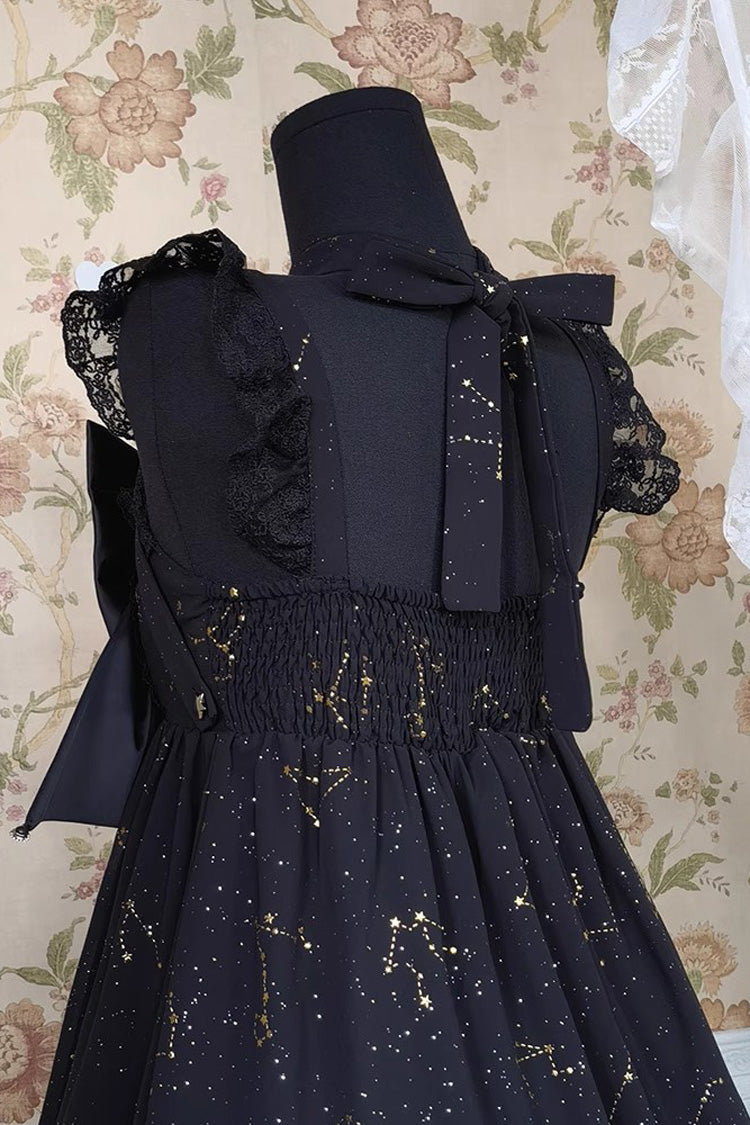 Black Triple-Layered Ruffled Bow Gothic Princess Lolita JSK