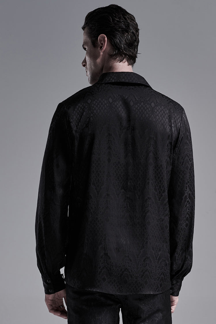 Gothic Men's Shirt with Eyelets and Metal Cuffs