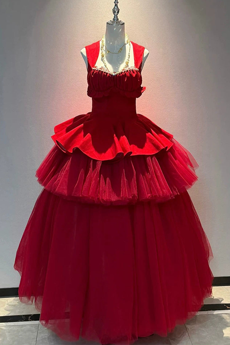 Square Collar Ballet Lolita Dress - Romantic Rose
