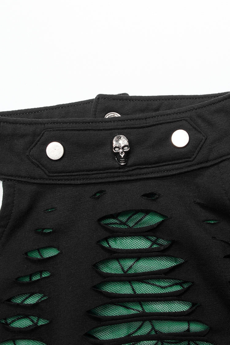 Spider Print Hollow Stitching Ripped Steampunk Vest