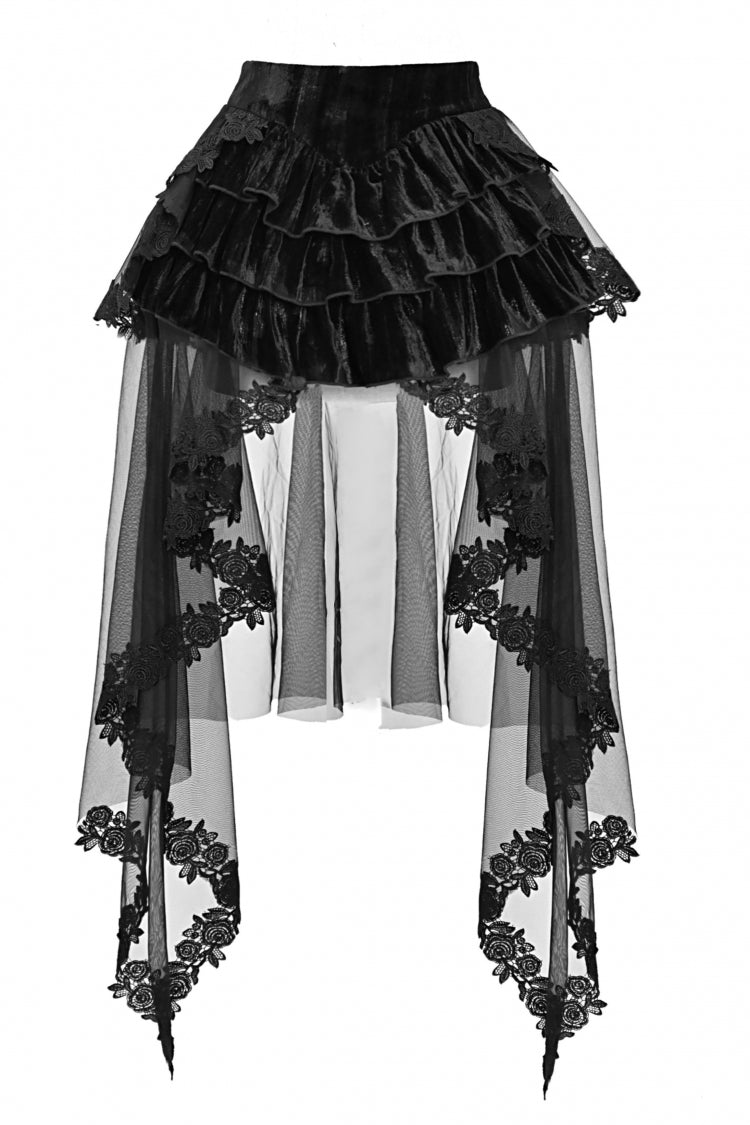 Crimson & Black Rococo Boned Bustle with Ruffled Layers