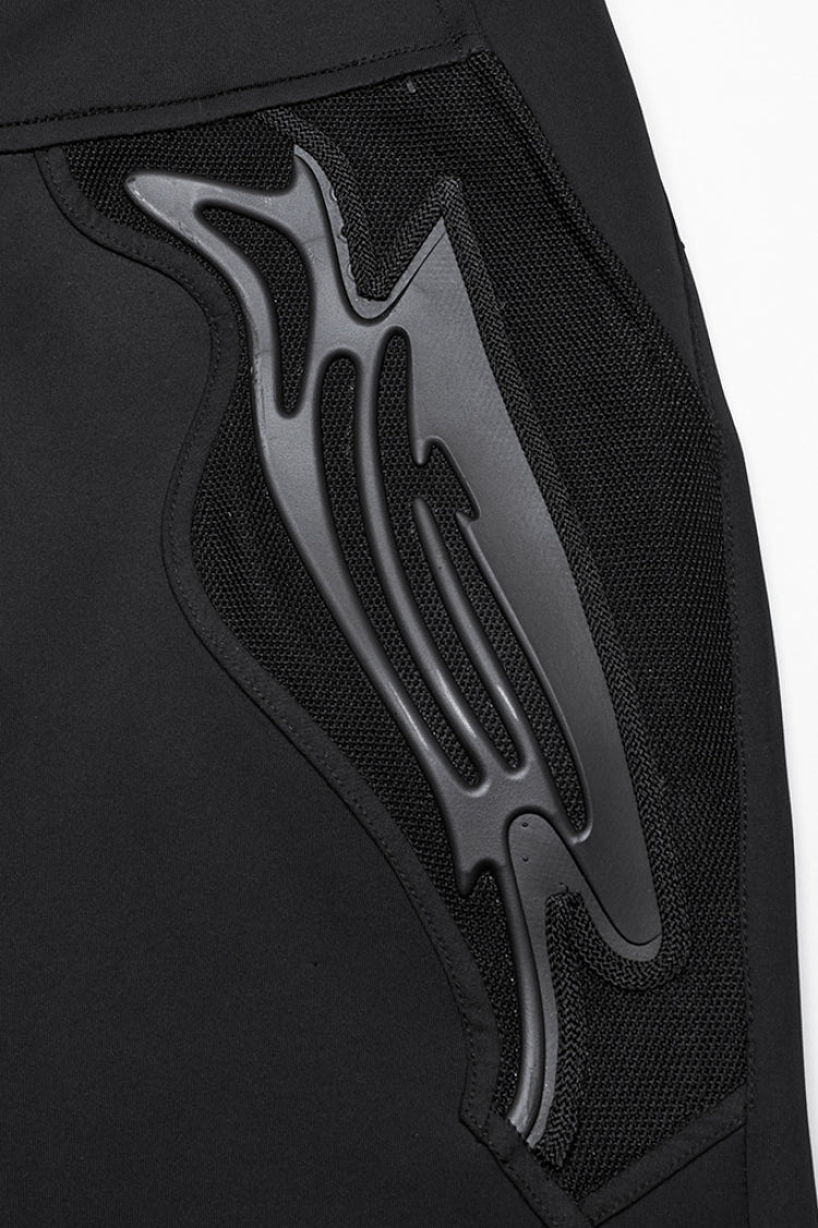 Raven Punk Trousers with Rivet Trims and Leather Panels