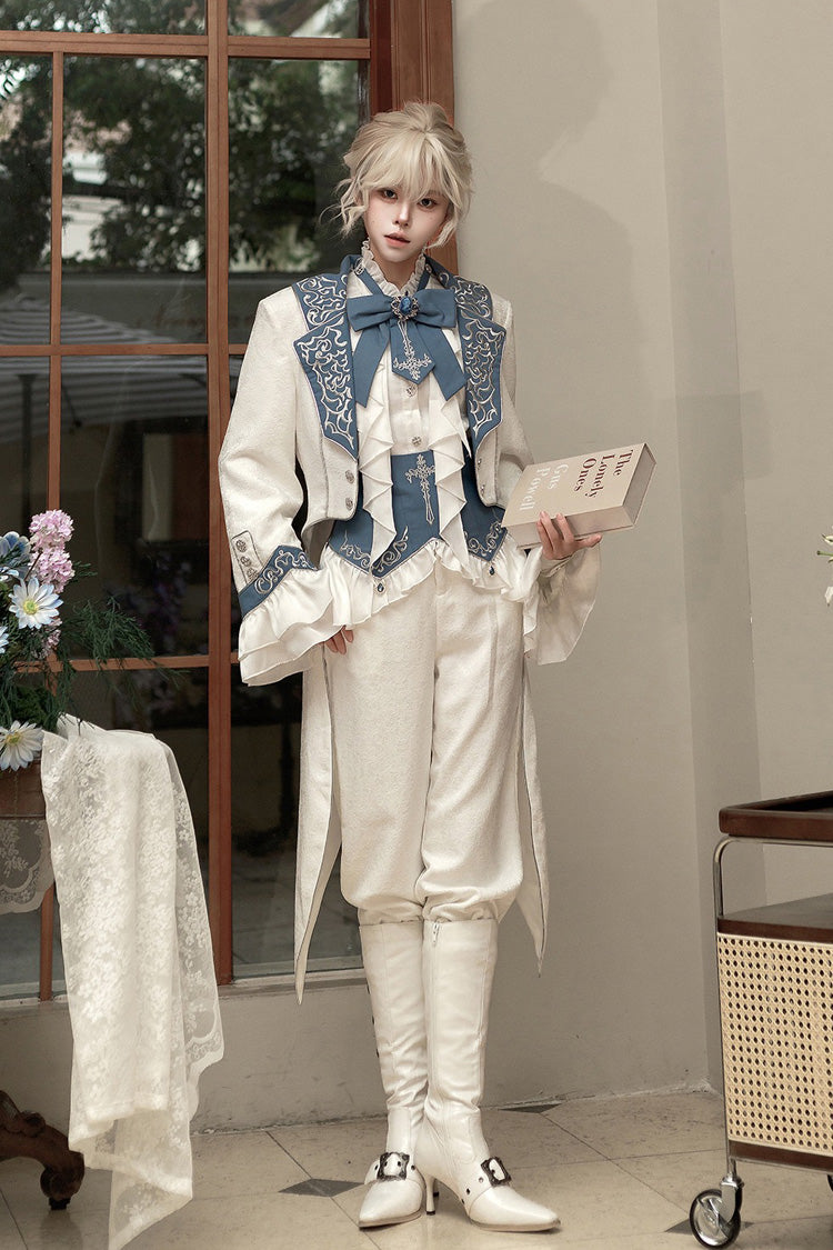 Ivory Moonlit Paladin Prince Ruffle Embroidery Bow Classic Ouji Set