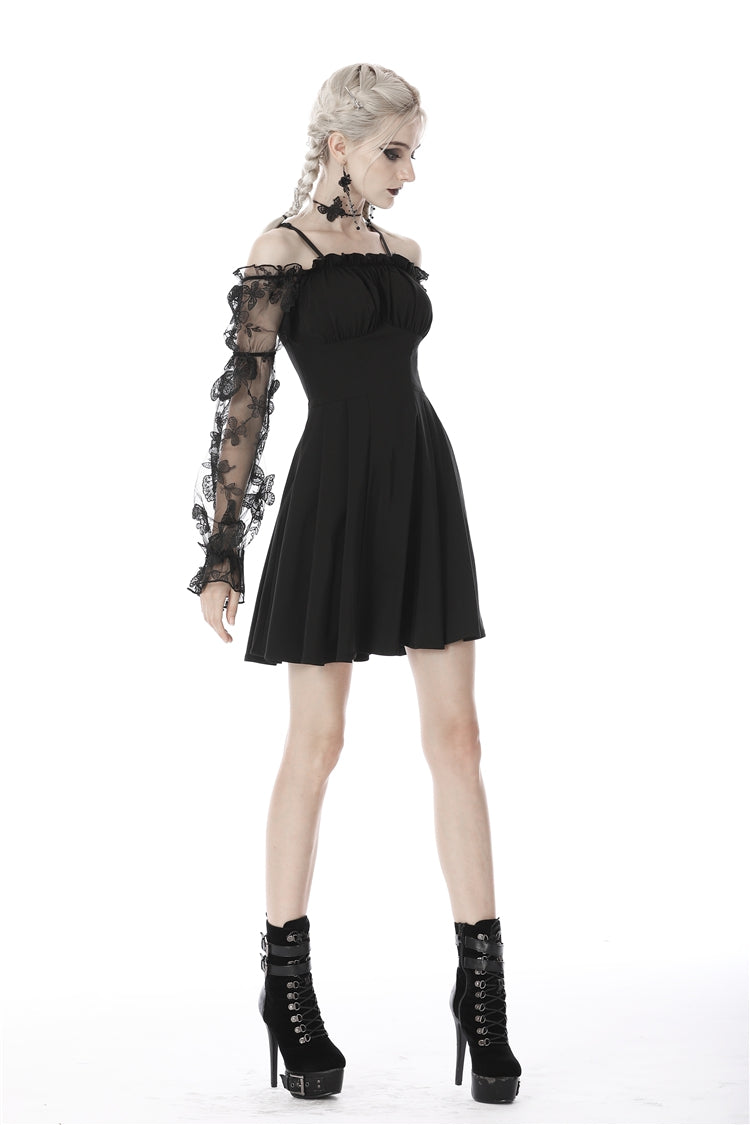 Graduation Lace Dress with Off-Shoulder and Lace-Up Front
