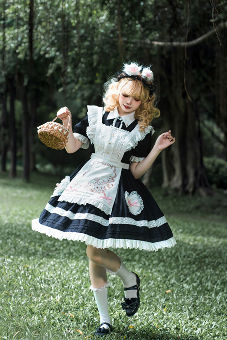 Black Alice Long-Sleeved Ruffle Lace Sweet Princess Lolita Jumper Dress