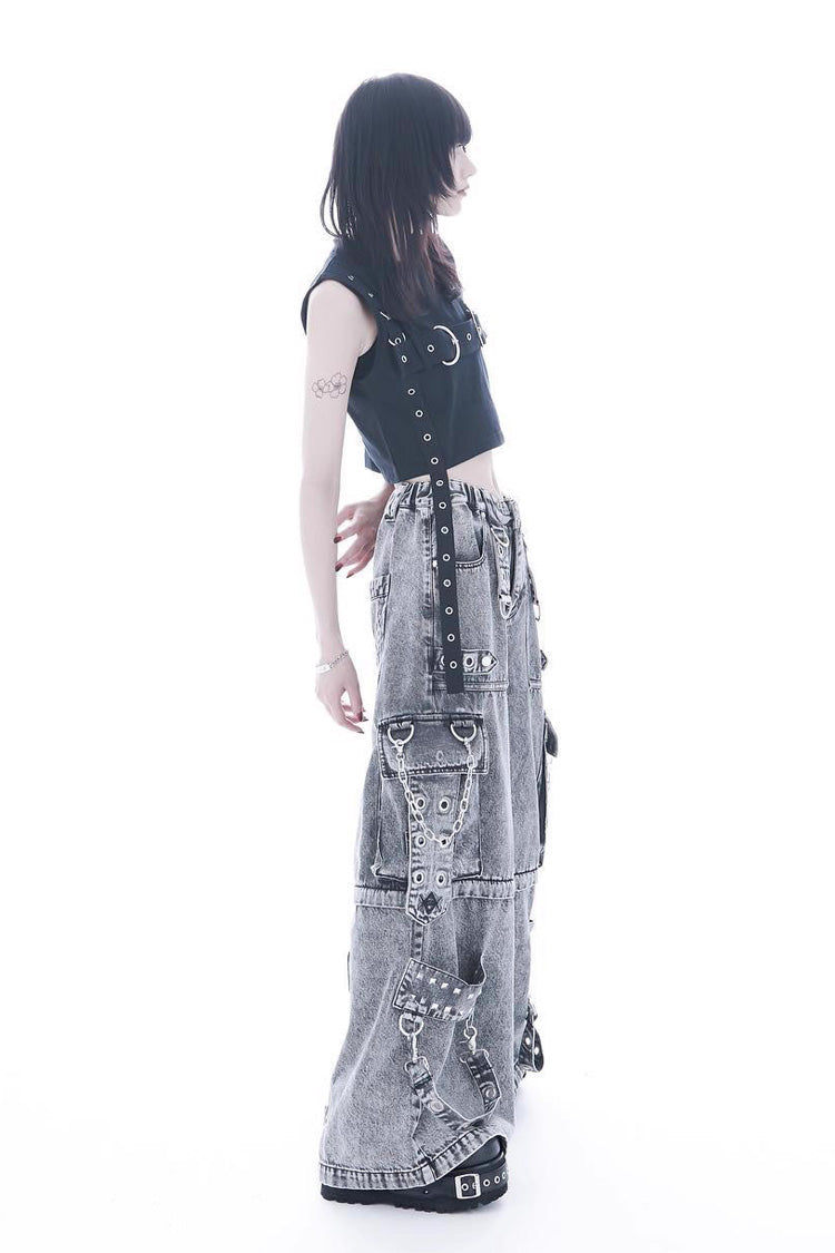 Punk Rivet Straight Leg Jirai Jeans in Two Shades