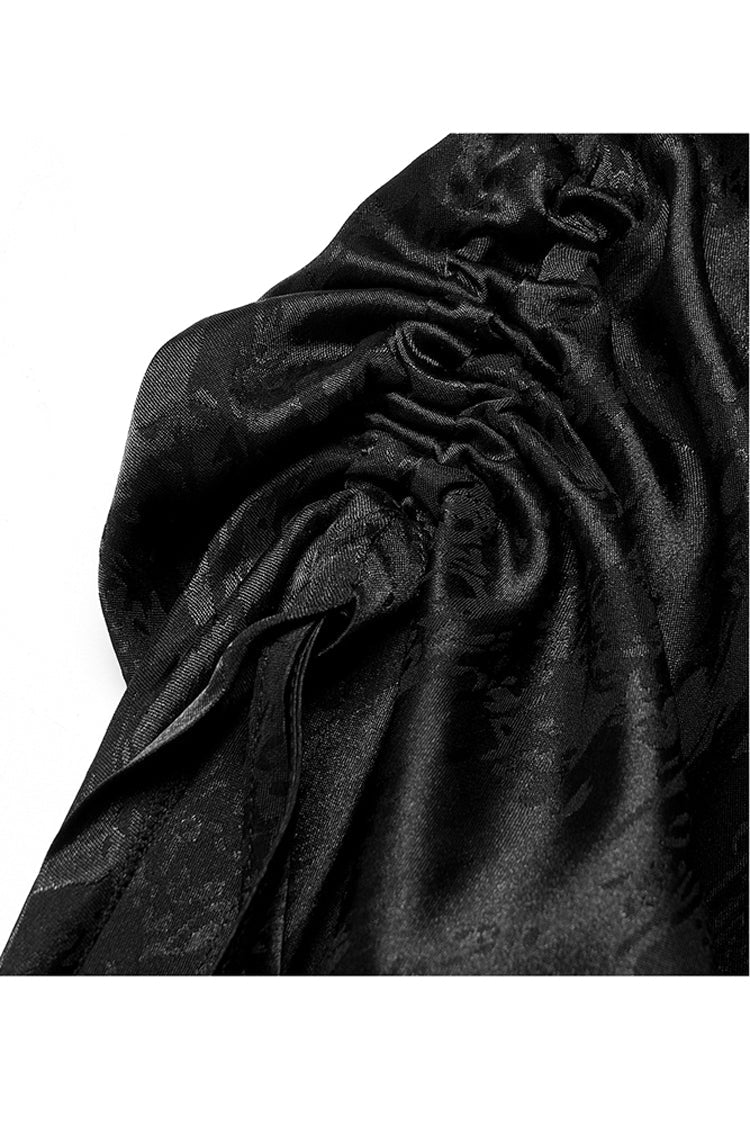 Jacquard Cotton Cheongsam Pointed Hem Drawstring Collar Long Sleeve Punk Dress