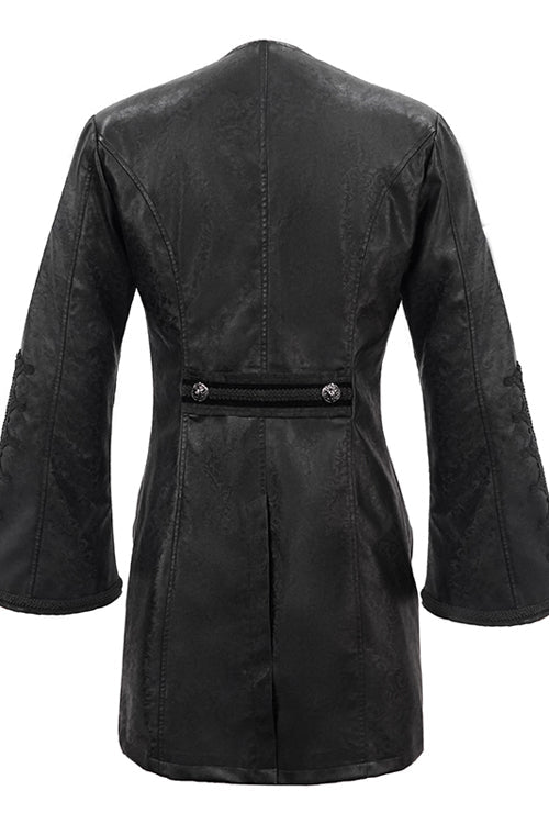 Fitted Leather Gothic Coat with Swallowtail Sleeves