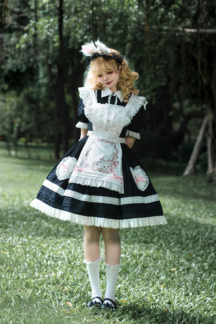 Black Alice Long-Sleeved Ruffle Lace Sweet Princess Lolita Jumper Dress
